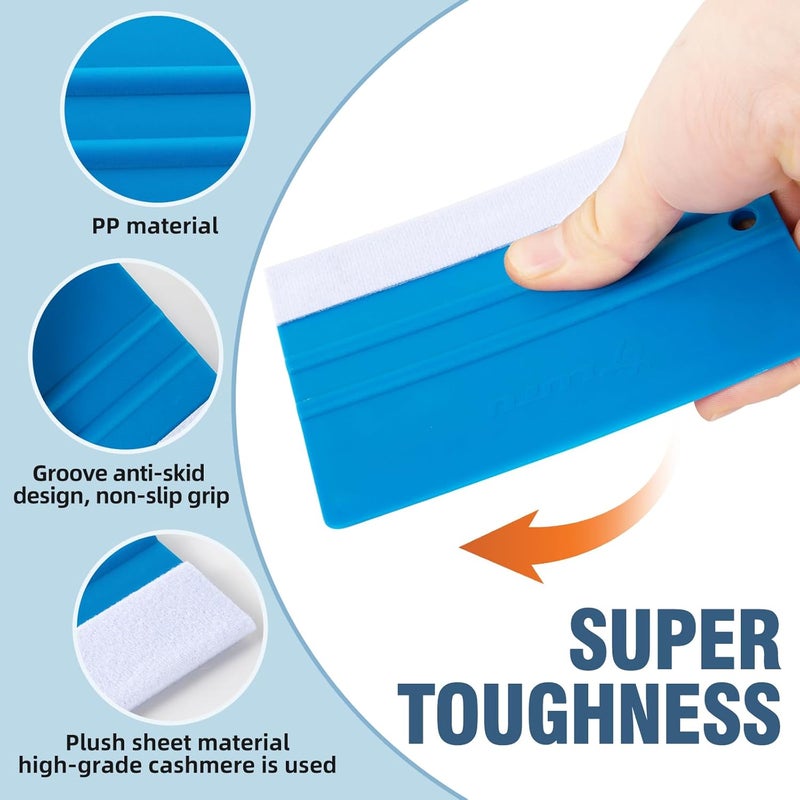 LTLUTU Tint Kit, Glass Tinting Tool, 3-Piece Blue Plastic Squeegee Tool Set for Automotive Vinyl Wrap, Window Privacy and Frosted Film Installation, Wallpaper Decal Construction - Image 2